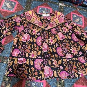 RACHEL ZOE Red Embroidered Boho Floral Long Sleeve Blouse Small/matching tank